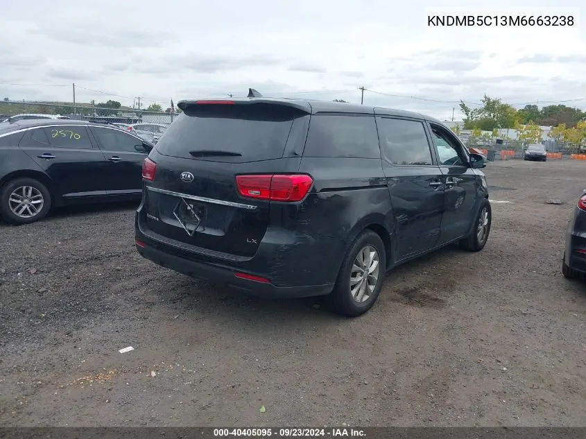 2021 Kia Sedona Lx/Ex VIN: KNDMB5C13M6663238 Lot: 40405095