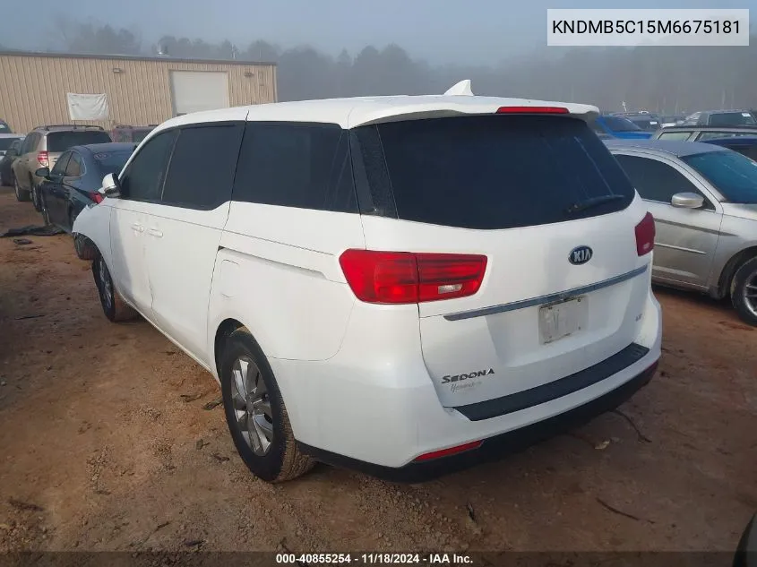 2021 Kia Sedona Lx VIN: KNDMB5C15M6675181 Lot: 40855254