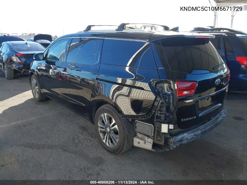 2021 Kia Sedona Sx VIN: KNDMC5C10M6671729 Lot: 40858206