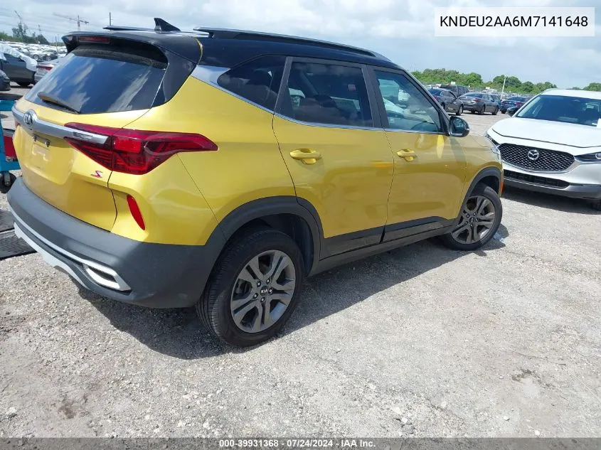 2021 Kia Seltos S VIN: KNDEU2AA6M7141648 Lot: 39931368