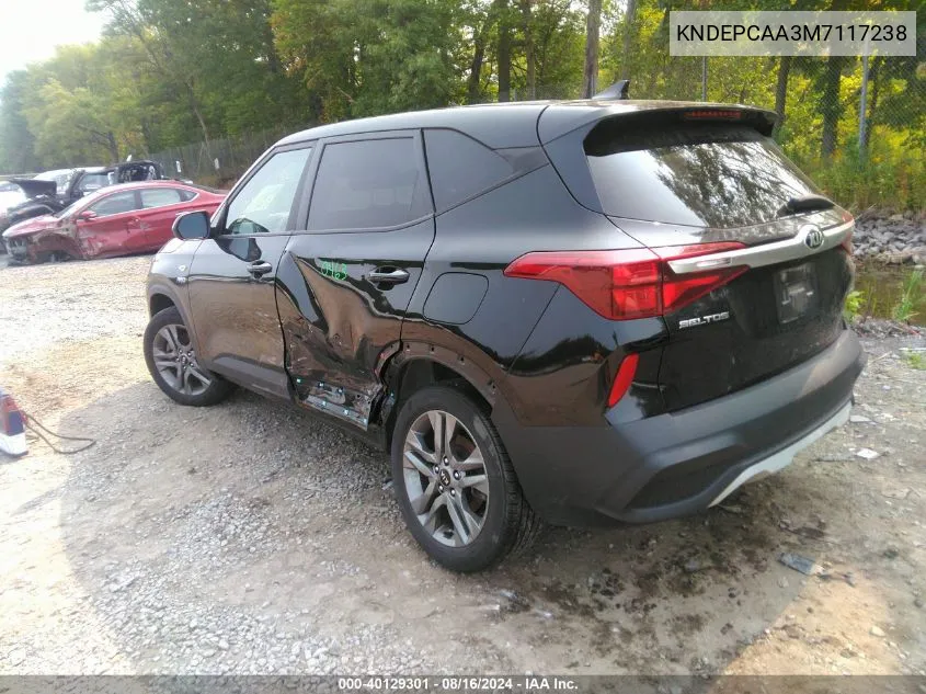 2021 Kia Seltos Lx VIN: KNDEPCAA3M7117238 Lot: 40129301