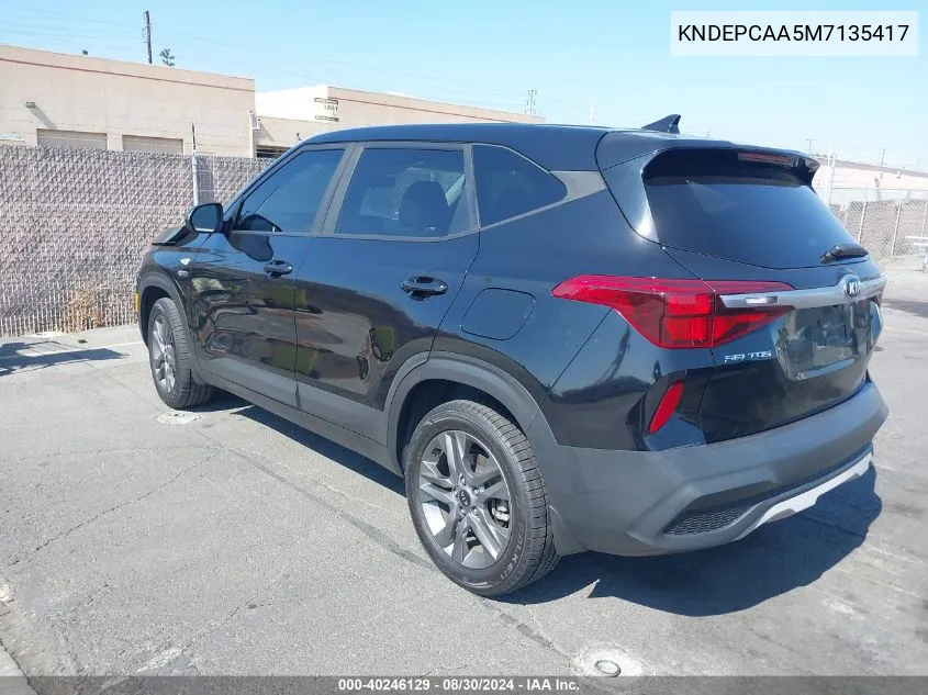 2021 Kia Seltos Lx VIN: KNDEPCAA5M7135417 Lot: 40246129