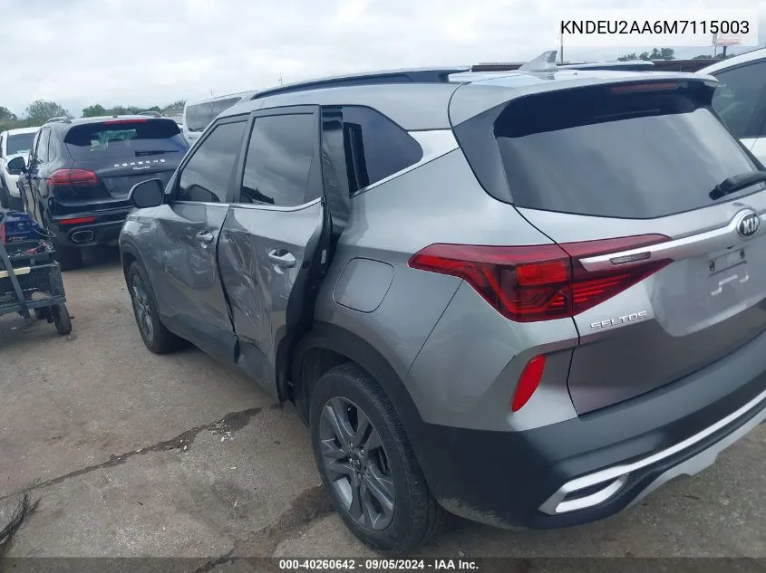 2021 Kia Seltos S VIN: KNDEU2AA6M7115003 Lot: 40260642