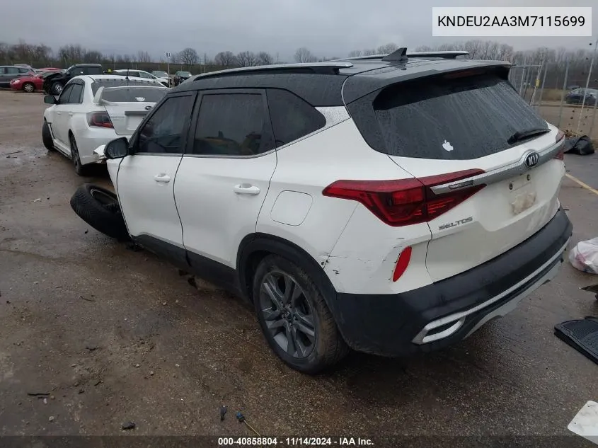 2021 Kia Seltos S VIN: KNDEU2AA3M7115699 Lot: 40858804