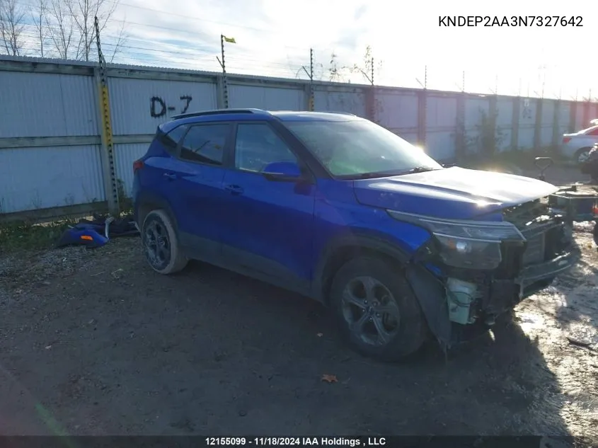 2022 Kia Seltos VIN: KNDEP2AA3N7327642 Lot: 12155099