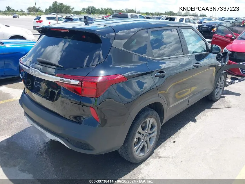 2022 Kia Seltos Lx VIN: KNDEPCAA3N7337223 Lot: 39736414