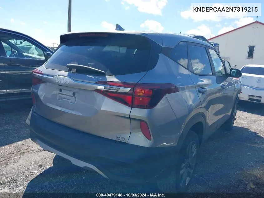 2022 Kia Seltos Lx VIN: KNDEPCAA2N7319215 Lot: 40479148