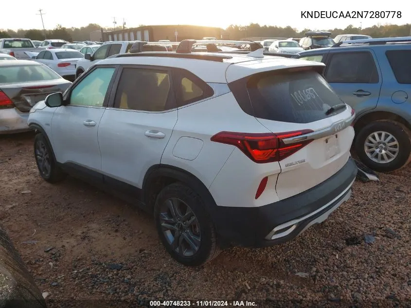 2022 Kia Seltos S VIN: KNDEUCAA2N7280778 Lot: 40748233