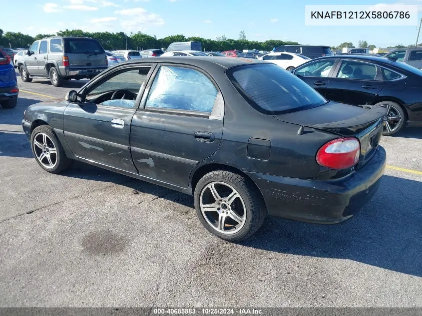 1999 Kia Sephia Ls VIN: KNAFB1212X5806786 Lot: 40685883