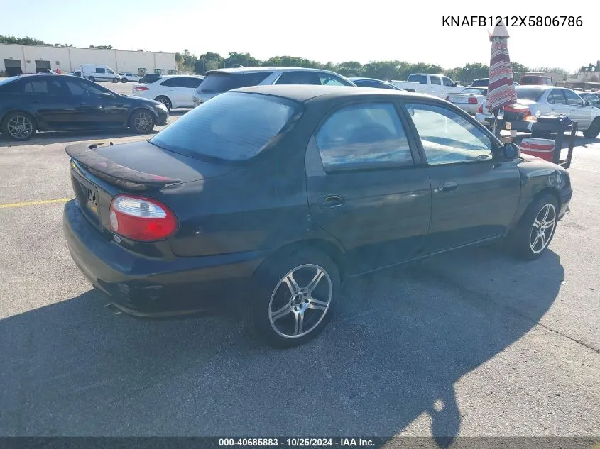 1999 Kia Sephia Ls VIN: KNAFB1212X5806786 Lot: 40685883