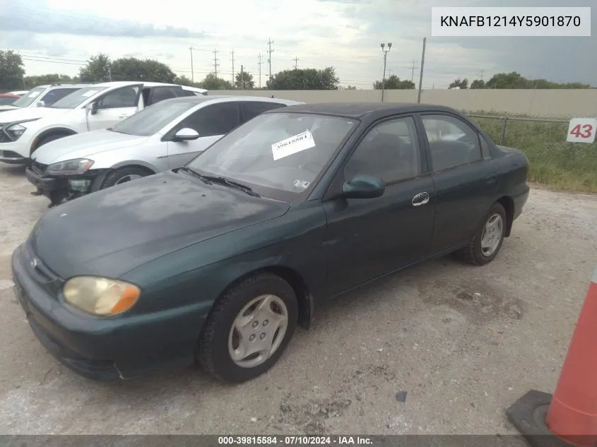 2000 Kia Sephia Ls/Ls W/Power Pkg VIN: KNAFB1214Y5901870 Lot: 39815584