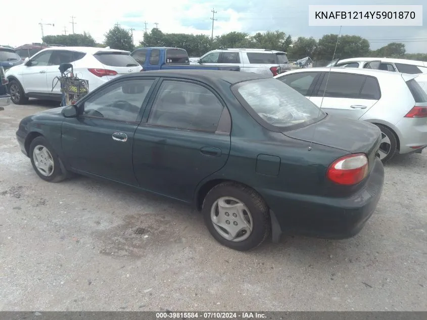 2000 Kia Sephia Ls/Ls W/Power Pkg VIN: KNAFB1214Y5901870 Lot: 39815584