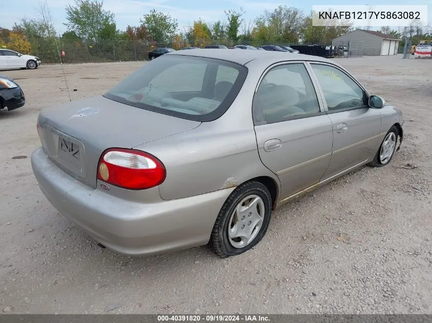 2000 Kia Sephia VIN: KNAFB1217Y5863082 Lot: 40391820