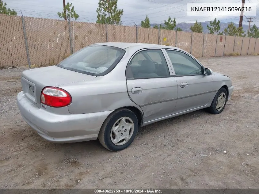 2001 Kia Sephia Ls VIN: KNAFB121415096216 Lot: 40622759