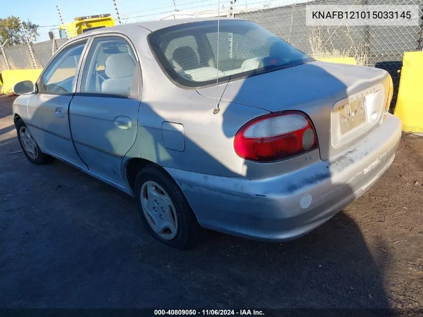 2001 Kia Sephia Ls VIN: KNAFB121015033145 Lot: 40809050