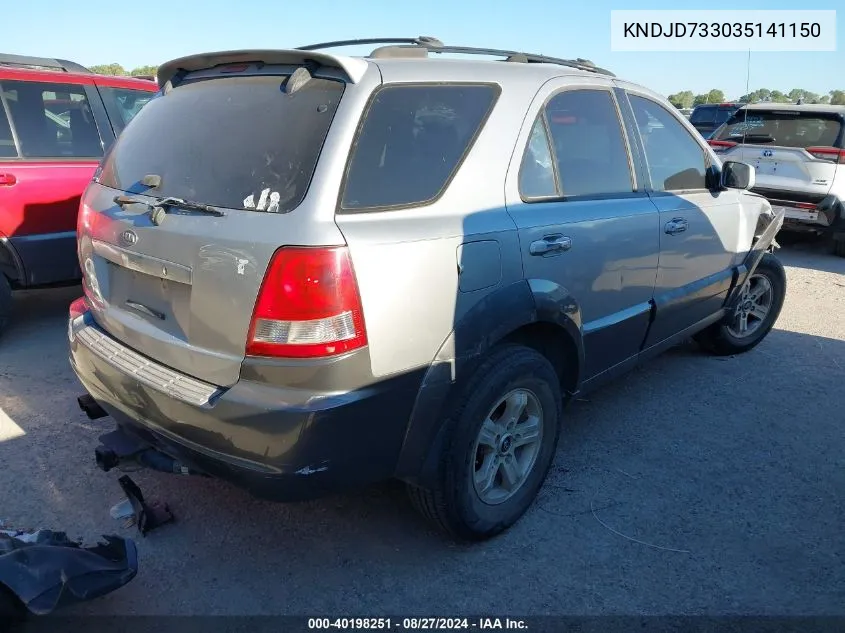 2003 Kia Sorento Ex/Lx VIN: KNDJD733035141150 Lot: 40198251