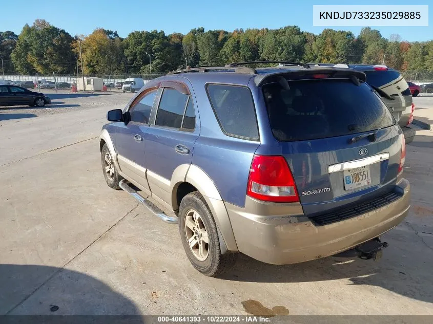 2003 Kia Sorento Ex/Lx VIN: KNDJD733235029885 Lot: 40641393