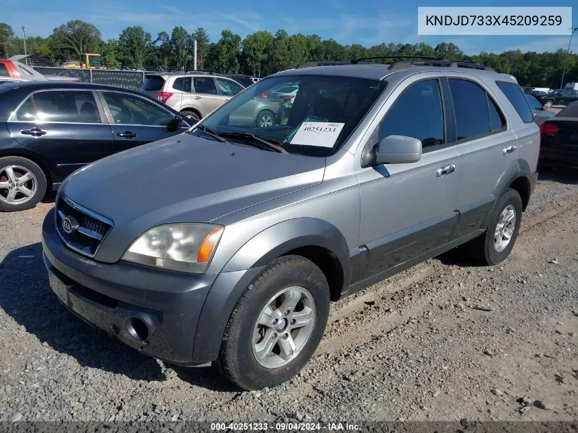 KNDJD733X45209259 2004 Kia Sorento Ex/Lx