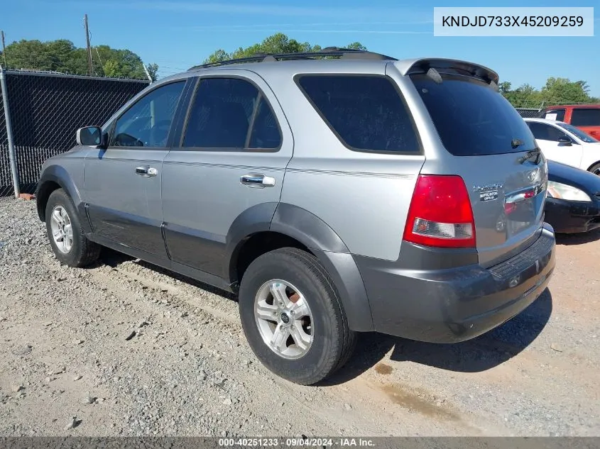 2004 Kia Sorento Ex/Lx VIN: KNDJD733X45209259 Lot: 40251233