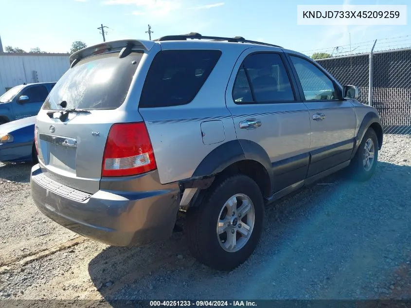 2004 Kia Sorento Ex/Lx VIN: KNDJD733X45209259 Lot: 40251233