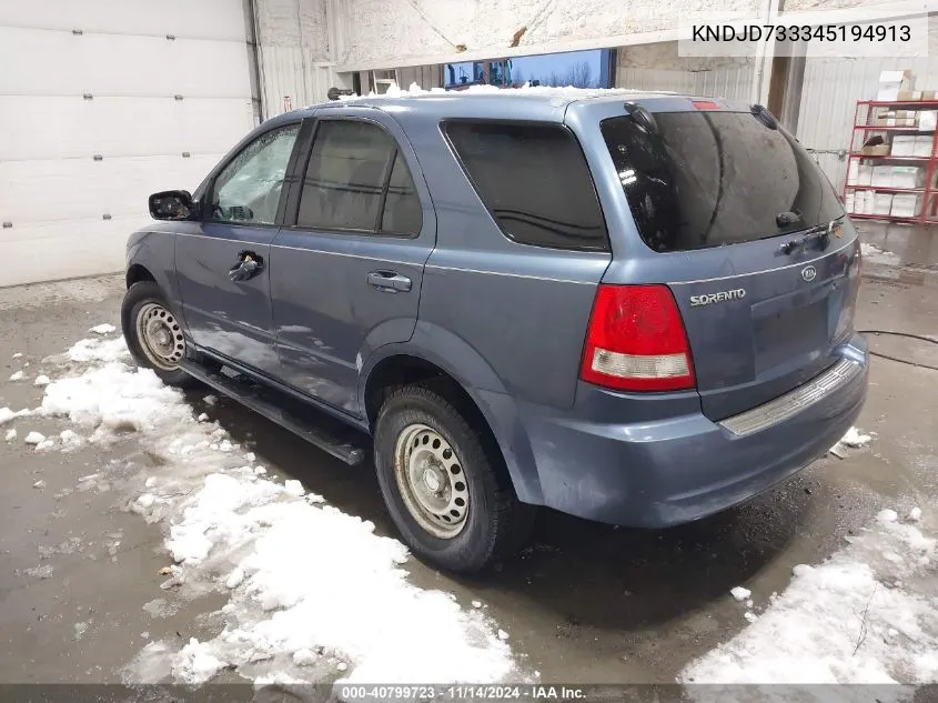 2004 Kia Sorento Ex/Lx VIN: KNDJD733345194913 Lot: 40799723