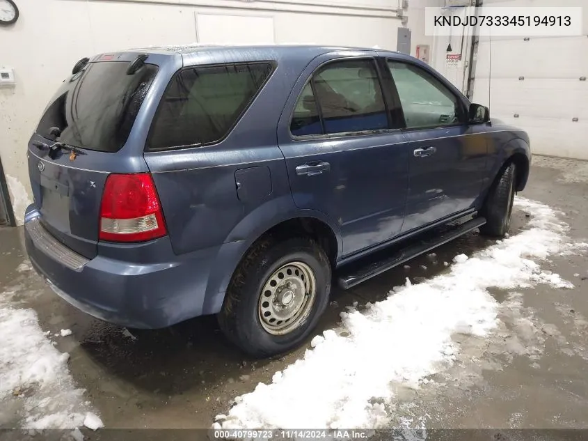 2004 Kia Sorento Ex/Lx VIN: KNDJD733345194913 Lot: 40799723