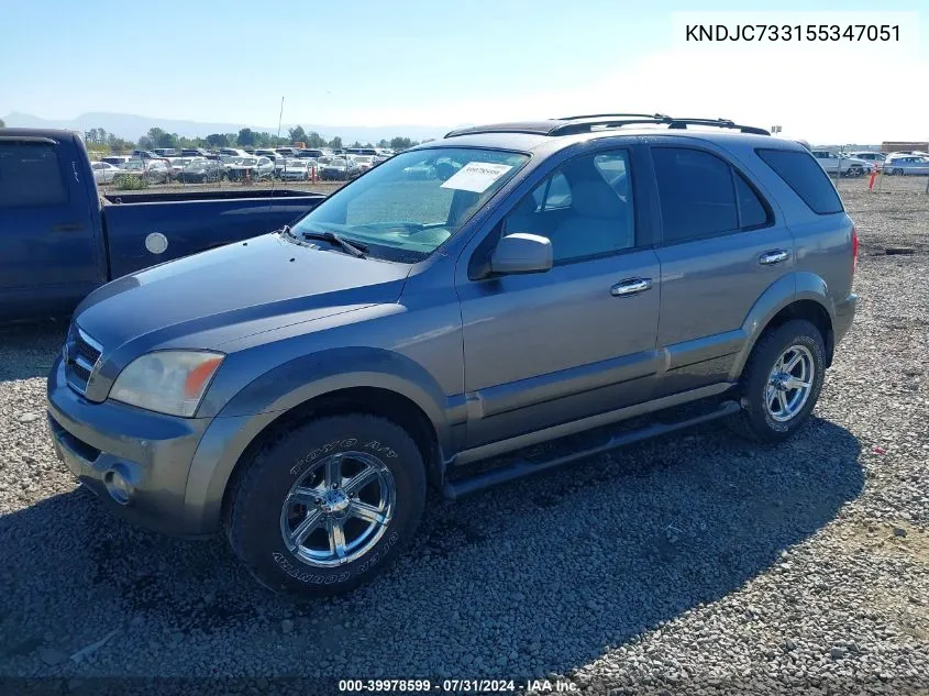 KNDJC733155347051 2005 Kia Sorento Ex/Lx