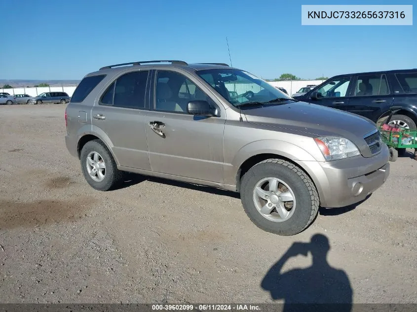 KNDJC733265637316 2006 Kia Sorento Ex/Lx