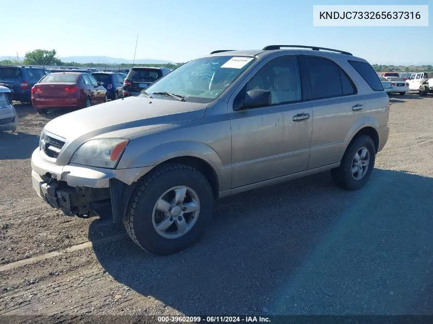 KNDJC733265637316 2006 Kia Sorento Ex/Lx