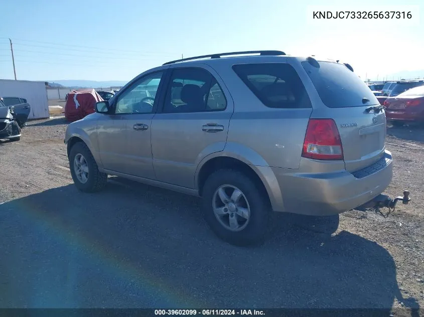 2006 Kia Sorento Ex/Lx VIN: KNDJC733265637316 Lot: 39602099