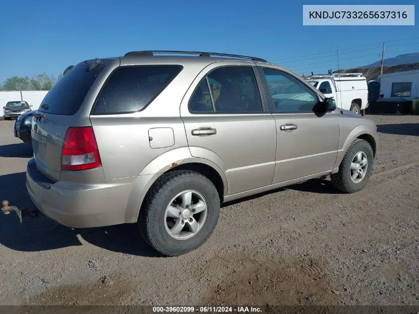 KNDJC733265637316 2006 Kia Sorento Ex/Lx