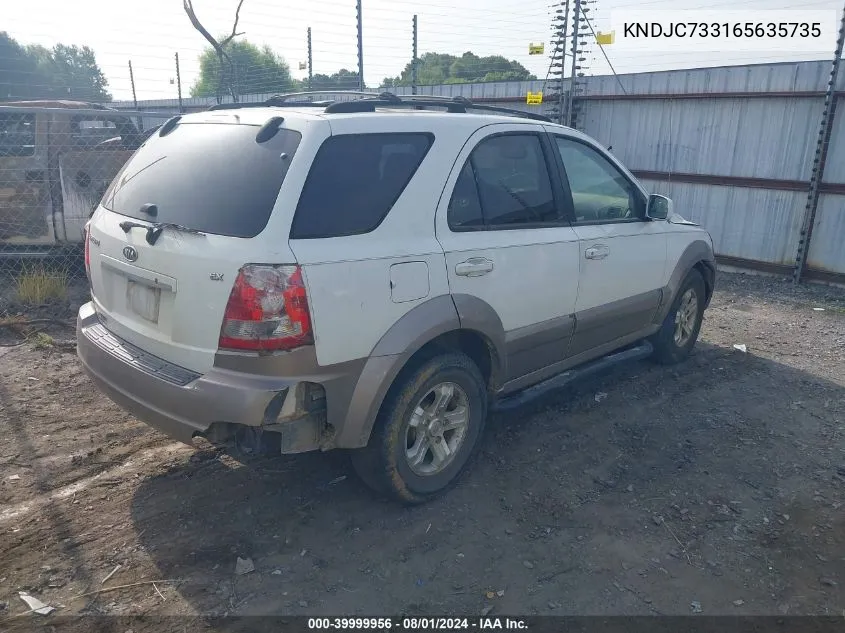 2006 Kia Sorento Ex/Lx VIN: KNDJC733165635735 Lot: 39999956