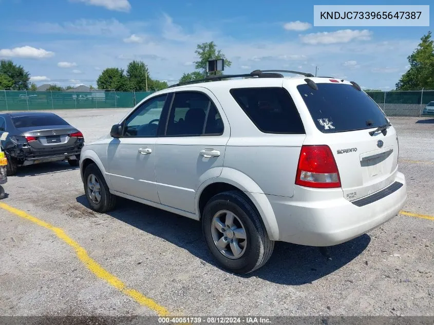 2006 Kia Sorento Ex/Lx VIN: KNDJC733965647387 Lot: 40051739