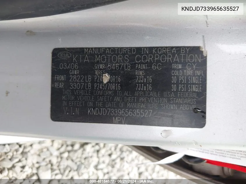 KNDJD733965635527 2006 Kia Sorento Ex/Lx