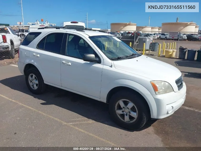 2006 Kia Sorento Ex/Lx VIN: KNDJD733165511560 Lot: 40200139