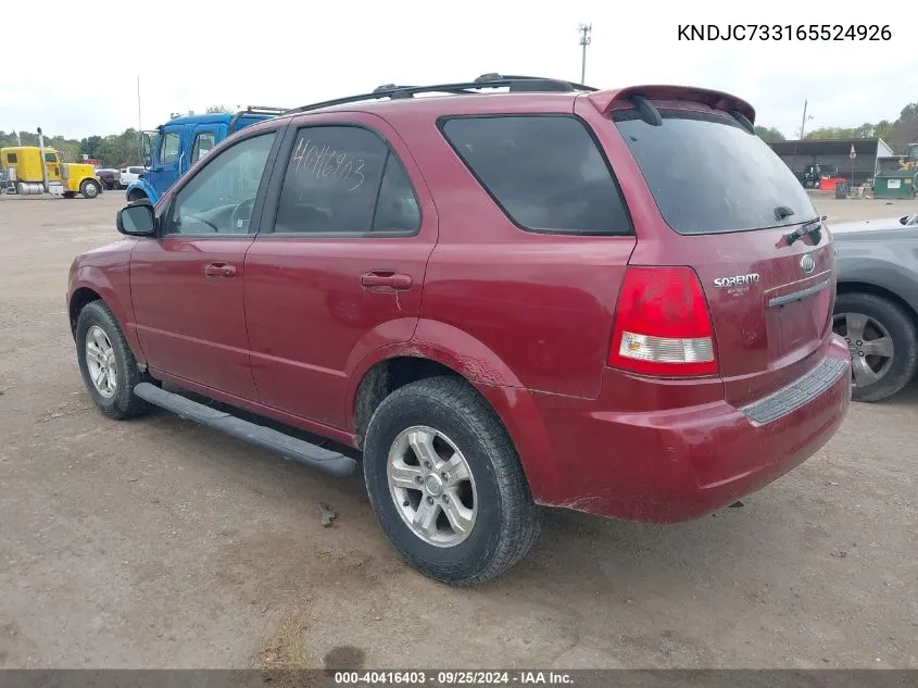 2006 Kia Sorento Ex/Lx VIN: KNDJC733165524926 Lot: 40416403