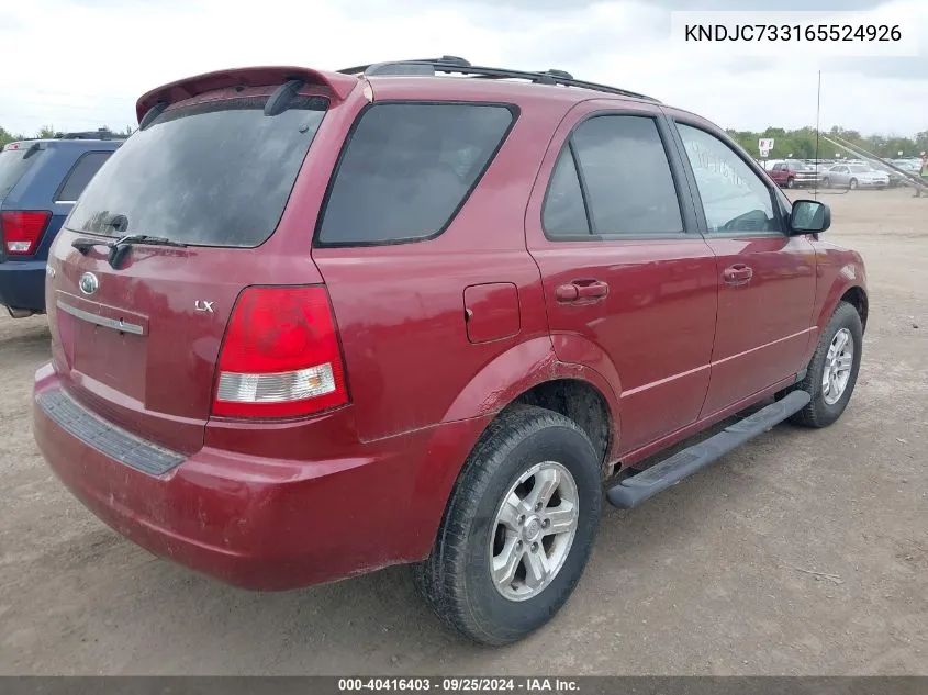 2006 Kia Sorento Ex/Lx VIN: KNDJC733165524926 Lot: 40416403