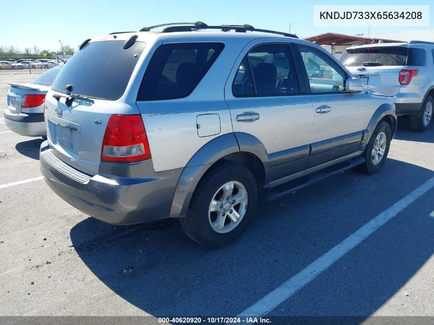 2006 Kia Sorento Ex/Lx VIN: KNDJD733X65634208 Lot: 40620920