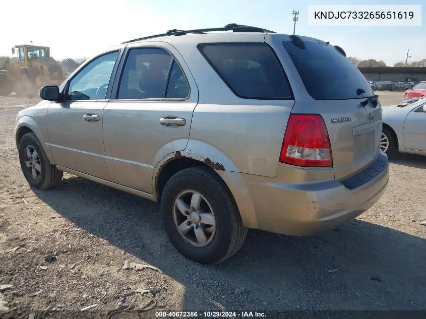 2006 Kia Sorento Ex/Lx VIN: KNDJC733265651619 Lot: 40672386