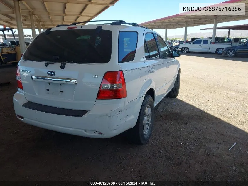 KNDJC736875716386 2007 Kia Sorento Lx