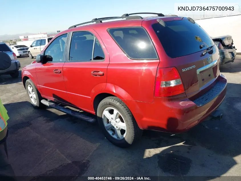 KNDJD736475700943 2007 Kia Sorento Lx