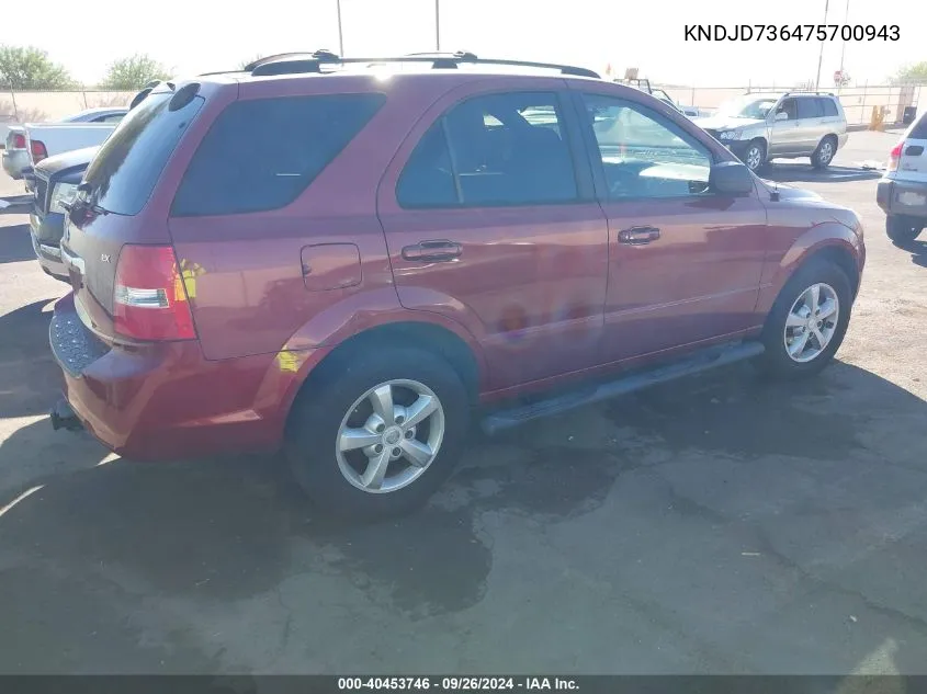 KNDJD736475700943 2007 Kia Sorento Lx