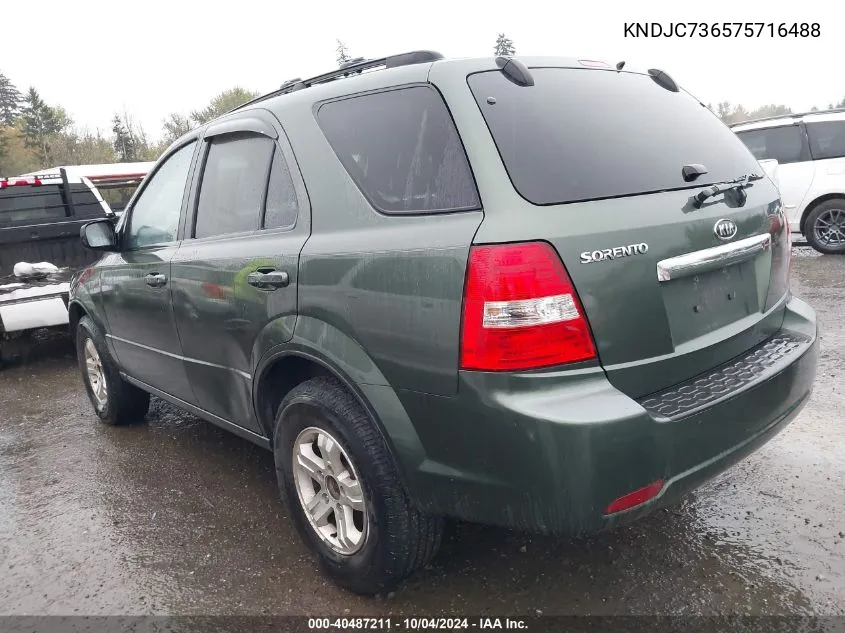 2007 Kia Sorento Lx VIN: KNDJC736575716488 Lot: 40487211