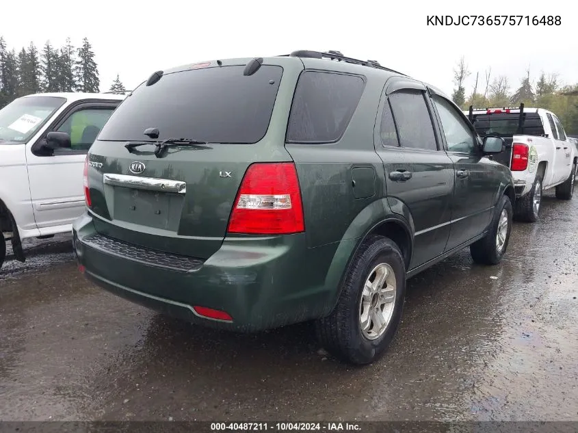 2007 Kia Sorento Lx VIN: KNDJC736575716488 Lot: 40487211