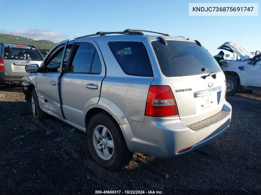 2007 Kia Sorento Lx VIN: KNDJC736875691747 Lot: 40658317