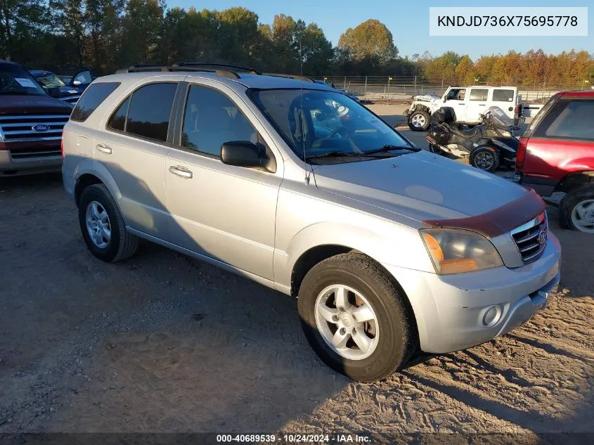 2007 Kia Sorento Lx VIN: KNDJD736X75695778 Lot: 40689539