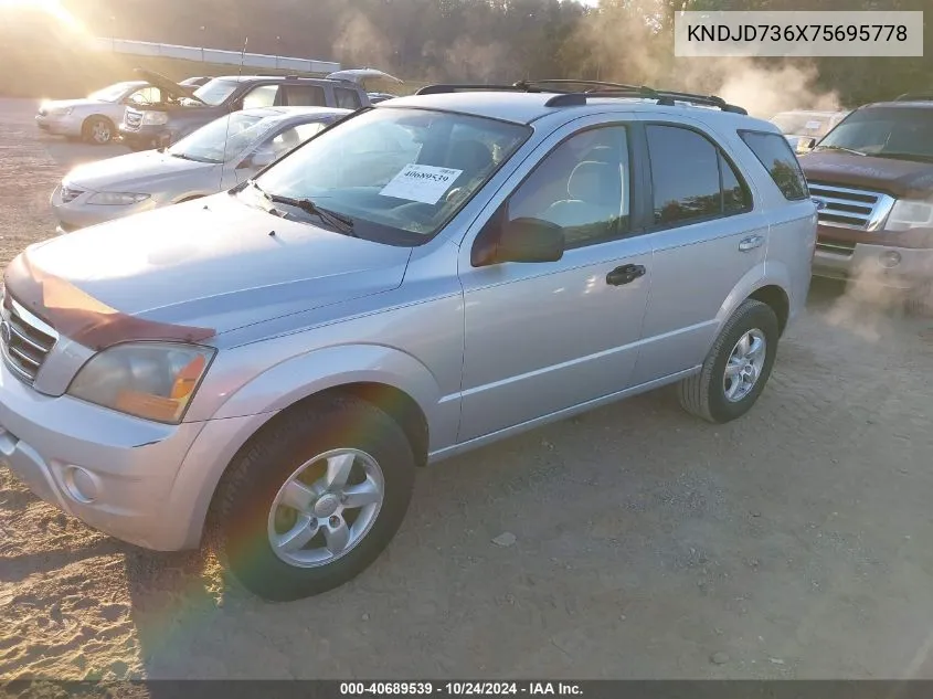 2007 Kia Sorento Lx VIN: KNDJD736X75695778 Lot: 40689539