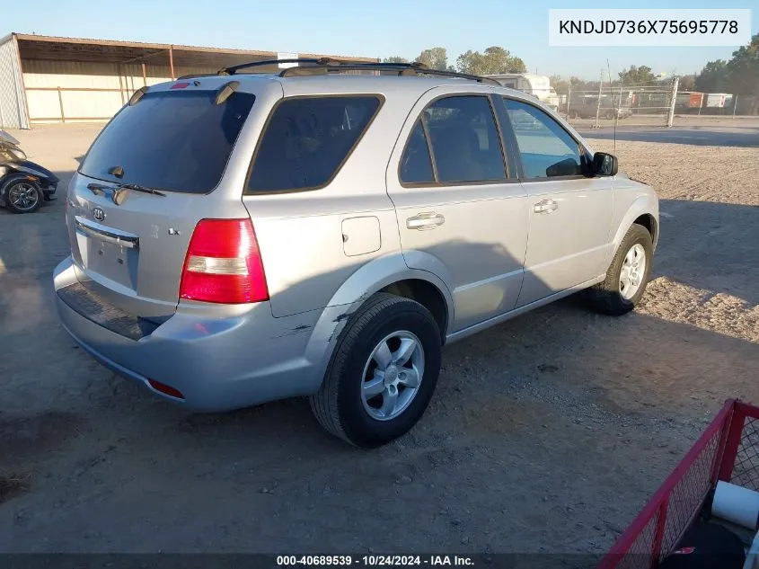 2007 Kia Sorento Lx VIN: KNDJD736X75695778 Lot: 40689539