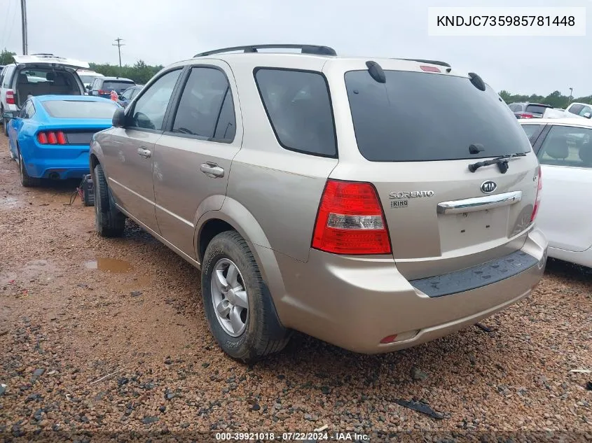 2008 Kia Sorento Lx VIN: KNDJC735985781448 Lot: 39921018