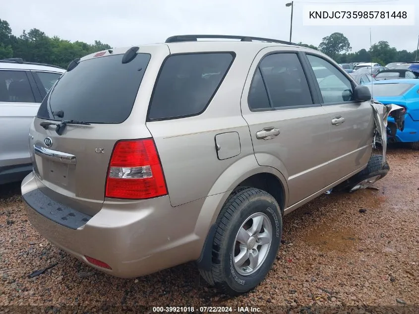 KNDJC735985781448 2008 Kia Sorento Lx